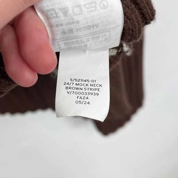 GAP Oversized 24/7 Split-Hem Mockneck Cotton Chunky Knit Stripe Sweater XS - Picture 9 of 12